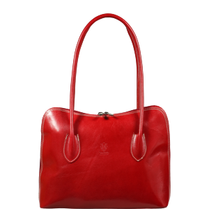 Červená dámská kožená kabelka do ruky Palagio Rossa