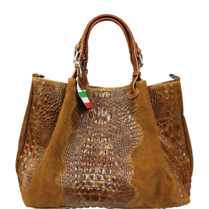 Hnědé kožené kabelky do ruky Belloza Marrone Cocco