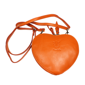 Malá Italská kožená kabelka Cuore Arancione
