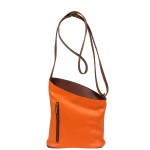 Malá kožená kabelka Angola Arancione Marrone